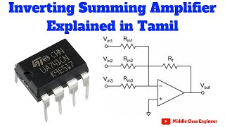 Inverting Summing Amplifier Opamp  Explained in Tamil  Middle Class Engineer [upl. by Ardelia]