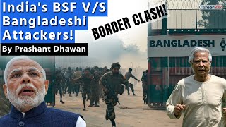 Sudden Clash at India Bangladesh Border  Indias BSF vs Bangladeshi Attackers [upl. by Naryb]