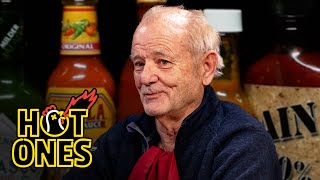 Bill Murray Doesn’t Flinch While Eating Spicy Wings  Hot Ones [upl. by Aredna746]