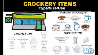 Types of crockery in fampb service  types of crockery used in restaurantcrockery size and use [upl. by Reffotsirhc694]