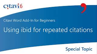 Citavi 6 Word AddIn Using ibid for repeated citations 29 [upl. by Jodie]