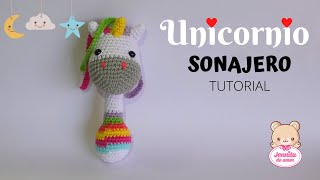 UNICORNIO SONAJETO Amigurumi Tutorial Paso a Paso Patrón en Descripción [upl. by Urdna]