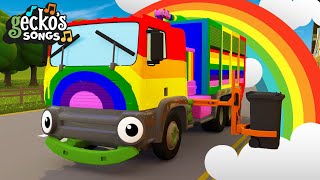 Rainbow Garbage Truck Song  Nursery Rhymes amp Kids Songs  Colors Song  Geckos Garage [upl. by Iaw158]