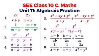 Unit 11 Algebraic Fractions  Top Short Question Solutions  Class 10 C Math  SEE 2081 [upl. by Nyliak]