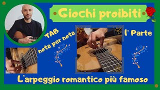 Giochi proibiti tutorial chitarra PT1° TAB nota per nota [upl. by Ellehciram]