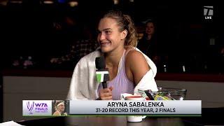 Aryna Sabalenka 2022 WTA Finals Round Robin Win Interview [upl. by Leandra804]