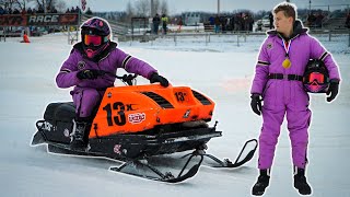 Vintage Snowmobile Race Our sled broke [upl. by Elleynod]