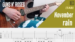 TAB Guns N Roses  November rain Guitar solo backing track [upl. by Ardnahc231]