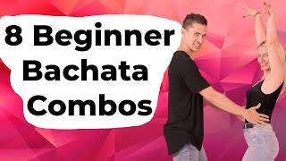 Bachata for Beginners  8 Bachata Beginner Combinations  Bachata Tutorials by MariusampElena [upl. by Aynahs]