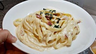 CREAMY BACON PASTA RECIPE  Pasta Cheese Sauce Recipe  How To Make Cheesy Fettuccini Pasta [upl. by Emlen264]