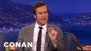 Armie Hammer Had A Weird First Meeting With Johnny Depp Rehearsing For quotThe Lone  CONAN on TBS [upl. by Ellivro]