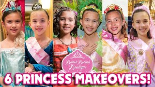 6 DISNEY PRINCESS MAKEOVERS at Bibbidi Bobbidi Boutique at 6 LOCATIONS [upl. by Elocin441]