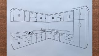 How to Draw a Kitchen in 2Point Perspective [upl. by Madella399]