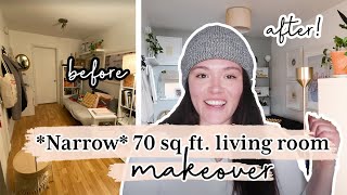 TINY 70 Sq Ft Living RoomEntryway Makeover On A Budget [upl. by Aicnarf]