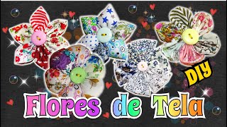 Como hacer Flores de Tela 5 modelos Faciles y bonitos Tutorial MAnualidades [upl. by Davine]