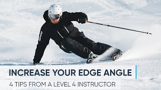 HOW TO INCREASE YOUR EDGE ANGLE  4 Skiing Tips from a Pro [upl. by Aidam30]