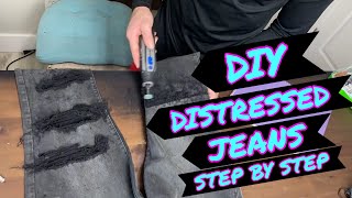 DIY how to distress jeans [upl. by Corrianne]