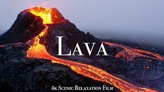 Volcano amp Lava 4K  Scenic Relaxation Film With Calming Music [upl. by Nahgrom]