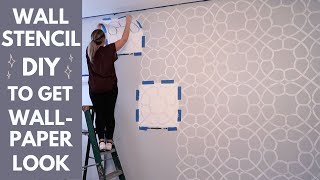 Wall Stencil Painting DIY  Painting Thats Faster amp Easier Than Wallpaper [upl. by Natale176]