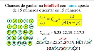 Lotofácil Chances de acertar 15 14 e 11 números em jogo de 15 números  Cálculos  Combinação [upl. by Kast157]