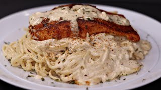 Creamy Cajun Salmon Alfredo Pasta Recipe  How To make Alfredo Pasta  Easy Dinner [upl. by Idmann]