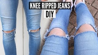 DIY Knee Ripped Jeans Tutorial 2024  How To Style [upl. by Thecla]