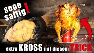 Brathähnchen vom Gasgrill  mit Trick für extra krosse Haut [upl. by Aicekat]