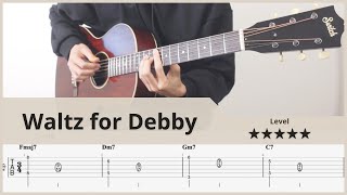 【TAB】Waltz for Debby  Bill Evans  FingerStyle Guitar ソロギター【タブ】 [upl. by Sterrett]