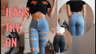 JEANS TRY ON  TOPSHOP amp FASHION NOVA [upl. by Eimorej650]