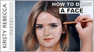 Step by step PASTEL portrait tutorial  Emma Watson drawing [upl. by Enelhtak]