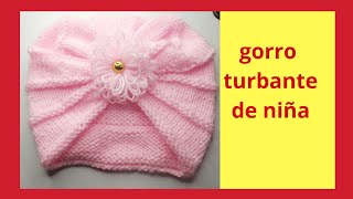 GORRO TURBANTE de Niña tejido a 2 agujas [upl. by Lanni]