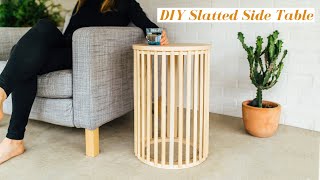 How To Build A SLATTED Wooden SideEnd Table  Modern Furniture DIY [upl. by Pich]