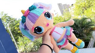 MUÑECA LOL UNICORNIO AMIGURUMI A CROCHET  CÓMO TEJER CUERPO Y VESTIDO [upl. by Otit]