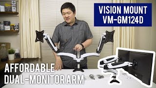 Affordable Gas Spring DualMonitor Arm  VMGM124D  Unboxing amp Installation [upl. by Ahsemo]