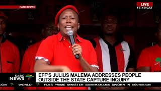 Malema addresses EFF supporters outside State Capture Inquiry [upl. by Chladek]