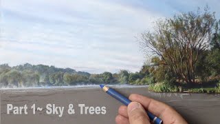 Pastel Painting Tutorial Landscape Painting with Pastels Easy Way Sky and Trees  Part 1 [upl. by Ahsema]