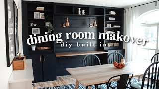 EXTREME DINING ROOM MAKEOVER  DIY Built Ins  Desk [upl. by Llevad]