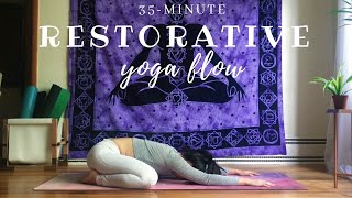 Restorative Yoga Flow  No Props  35minute Class [upl. by Abram]