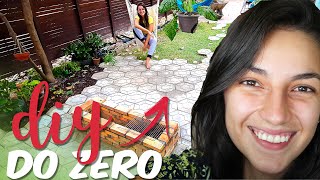 COMO FAZER JARDIM BARATO COM PISO DE CIMENTO [upl. by Inalem]