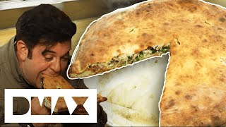 Adam V The Stuffed Pizza Challenge  Man V Food [upl. by Cottle]