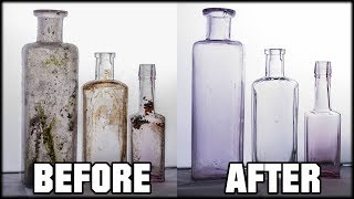 HOW TO CLEAN ANTIQUE BOTTLES The Easy Way Remove Stuck On Stains [upl. by Donald836]