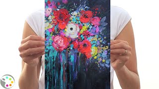 How to Paint Flowers  Acrylic Painting Tutorial [upl. by Ydak168]