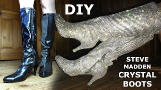 👢✨DIY Rhinestone Boots Tutorial  Steve Madden Inspired ✨👢 [upl. by Ahsien]