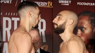 CRACKING DOMESTIC CLASH  HAMZAH SHEERAZ v BRADLEY SKEETE FULL WEIGHIN FROM WEST HAM STADIUM [upl. by Anialram]