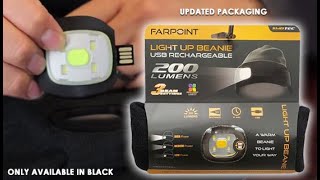 Farpoint USB Rechargeable LED Beanie Winter Hat with Light NOW 200 Lumens [upl. by Maure]