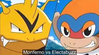 Pokemon Ash Pikachu and Monferno VS Ursaring and electabuzz [upl. by Keiryt]