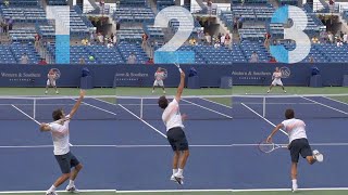 Federer 1st Serve Rear View  Master Class [upl. by Letnahc734]