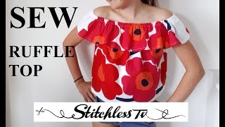 DIY How to Sew an Off Shoulder Ruffle Top [upl. by Lerim888]