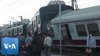 CCTV Footage Shows HeadOn Collision of Trains in India  VOANews [upl. by Euqinwahs758]