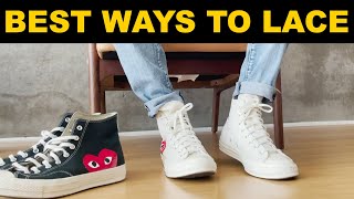 BEST WAYS TO LACE HIGH TOP CONVERSE  CDG [upl. by Asyar]